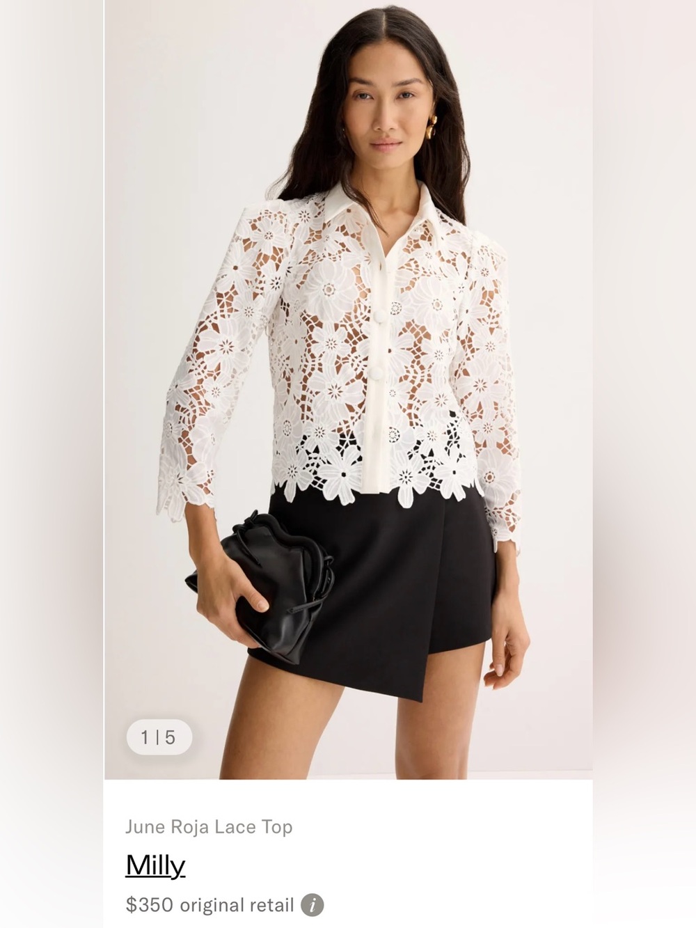 White Floral Lace Button-Front Women's Top